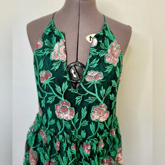 Belle Badgley Mischka Green Pink Sundress - Picture 3 of 11